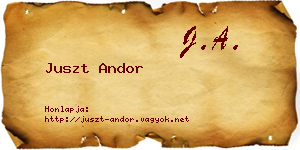 Juszt Andor névjegykártya