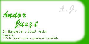 andor juszt business card